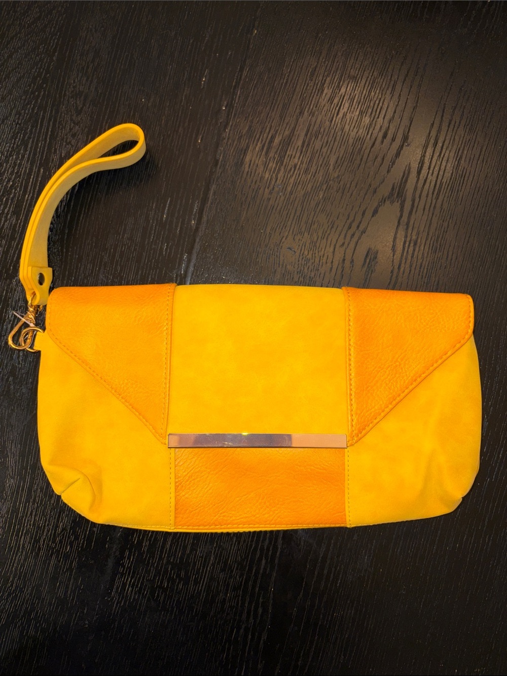 Cato Yellow Wristlet Clutch with Gold Accent